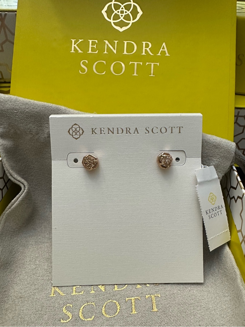 Kendra Scott Nola Stud Earrings in Rose Gold Drusy NWT